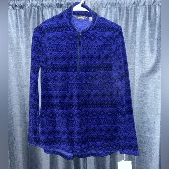 Eddie Bauer Fleece fitted 1/4 zip Patterned L Top - Picture 5 of 5